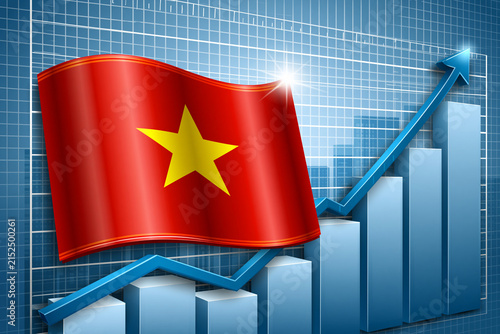 Vietnam flag and chart depict growth