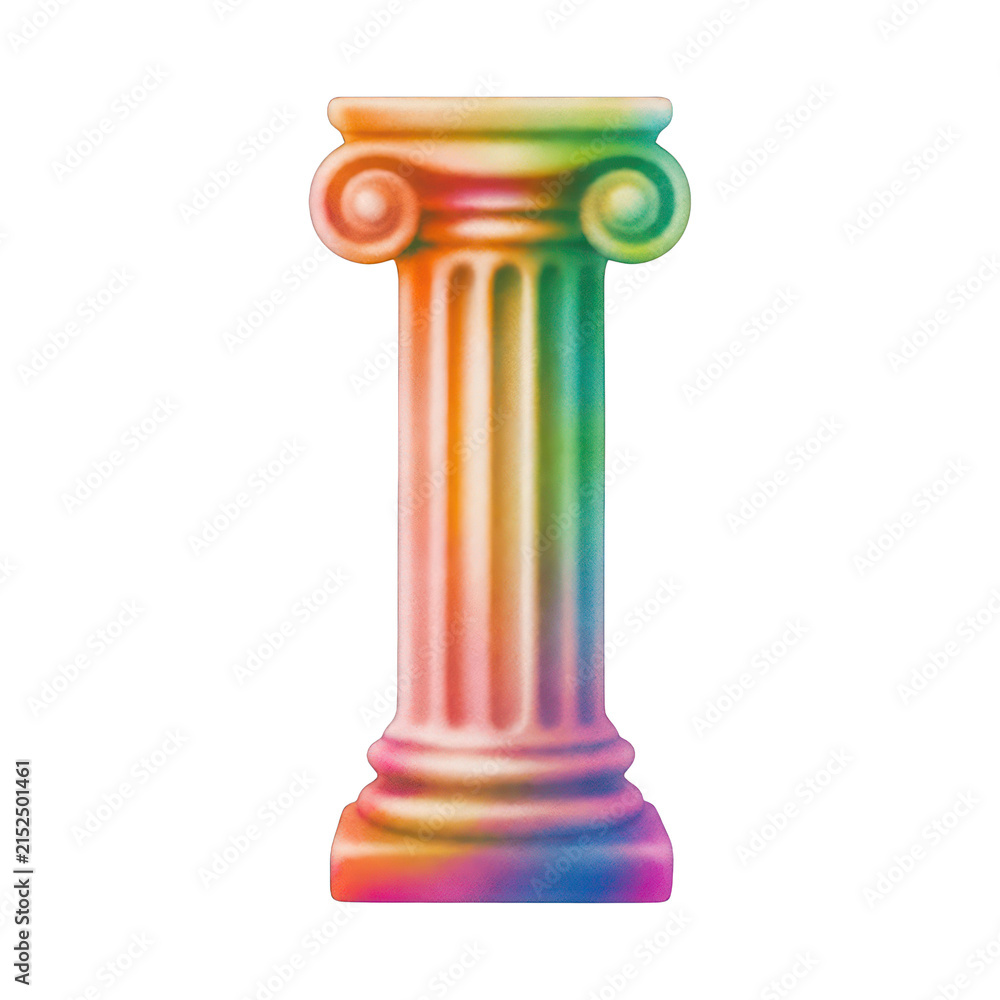 Fototapeta premium PNG Colorful Greek column with rainbow gradient design.