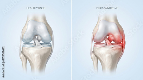 Inflamed Synovial Plica Syndrome vs Healthy Knee Joint Anatomy 3D
