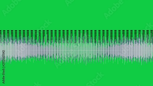 Small spike causing mirrored waveform growing, filling and pulsing, showing sound on transparent bg
