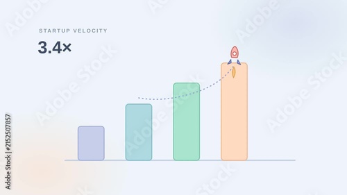 Motion Graphs Showing Growth Progression with Rocket Launch in the Background for Data Visualization.