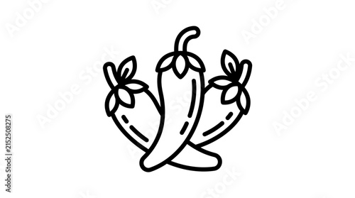 Three chili peppers spicy food icon.