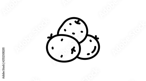 Three raw unpeeled potatoes vegetable group icon.