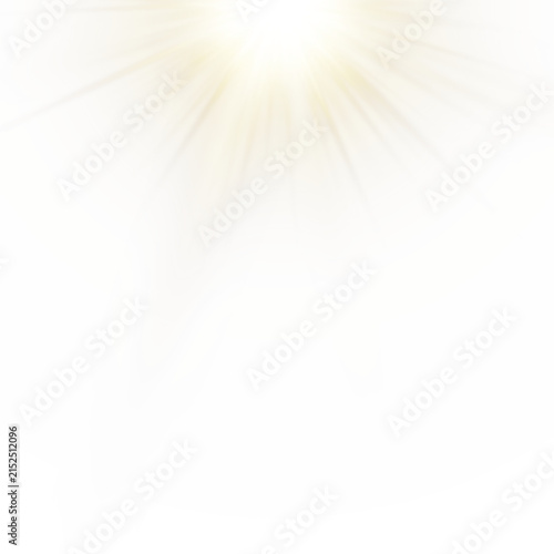 Vector transparent sunlight with sun glare. Overlay, Sun rays and glare, Sun, sunrays, light transitions, lens flare, light leaks and glare in PNG format. PNG sunlight flare. Golden flash and glare.
