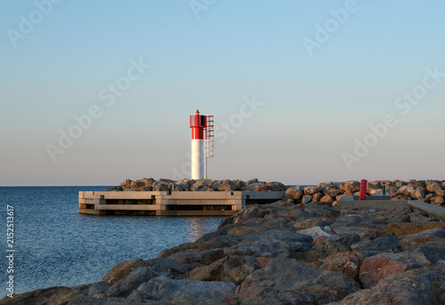 Mediterranean seascape with red lighthouse, Banyuls-sur-Mer