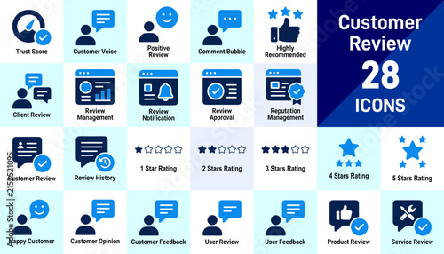 Customer Review Icon Collection For Customer Experience