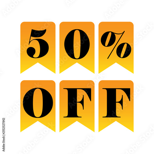 50 Percent Off Discount Badge with Bold Orange and Black Typography, 50% Off Sale Typography Design Isolated on PNG transparent  Background