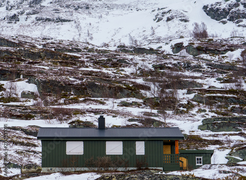 Bild auf Leinwand Mountain cabin  in winter, Norway