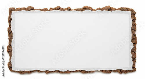 Rustic torn paper frame with rough texture edges