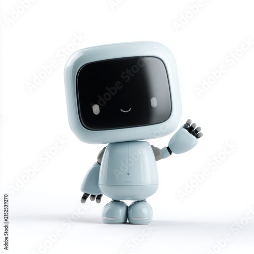 cute friendly robot character waving hello ai assistant mascot concept