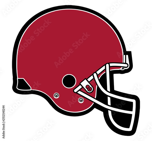 Red football helmet illustration in a minimal classic style. A simple sports design perfect for apparel, mugs and game day merchandise.