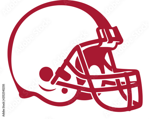 Red football helmet illustration in a minimal classic style. A simple sports design perfect for apparel, mugs and game day merchandise.