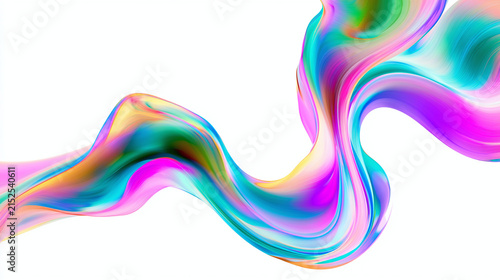 vibrant multicolor flowing ribbon waves across white background evoking dynamic energetic fluid motion and playful abstract movement