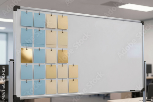Modern Office Planning Board with Colored Sticky Notes