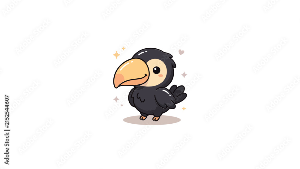 Fototapeta premium Chibi toucan bird character illustration.