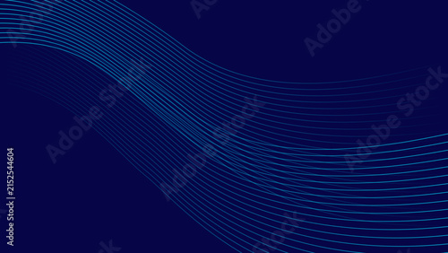 Dark wavy background. Two blue fading waves on navy backdrop. Editable stroke