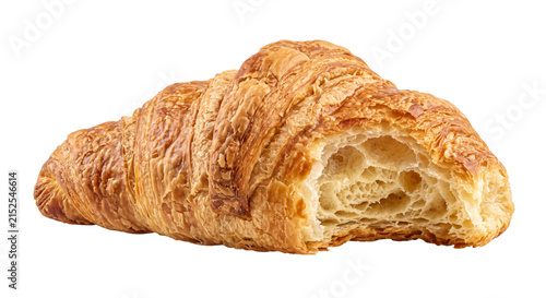 Canvastavla Golden brown croissant with flaky layers and airy interior, perfect for breakfas