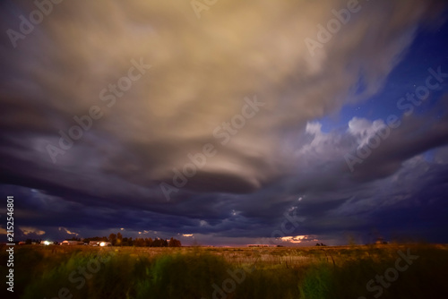 Dramatic sky during a thunderstorm landscape, La Pampa Province, Patagonia, Argentina
