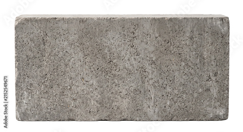 Obraz na plátně A single gray concrete block isolated on a white background for construction pur