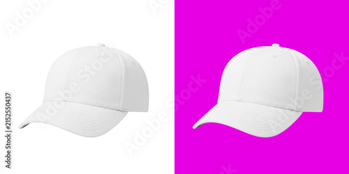 Photography Blank white baseball cap headwear mockup on split screen png