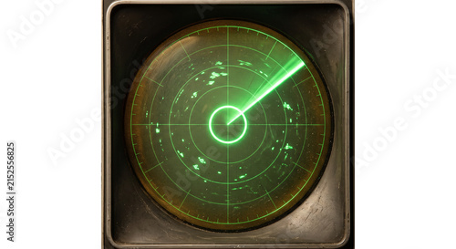 Vintage radar screen displaying green blips and a sweeping beam
