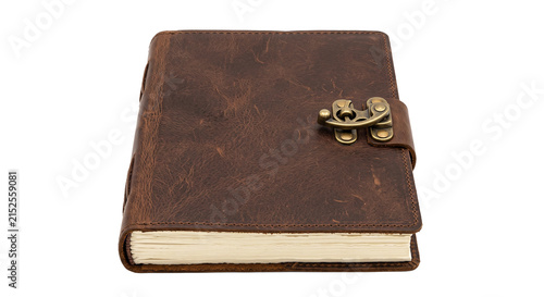 Canvas Print Vintage leather journal with ornate brass clasp and aged paper pages