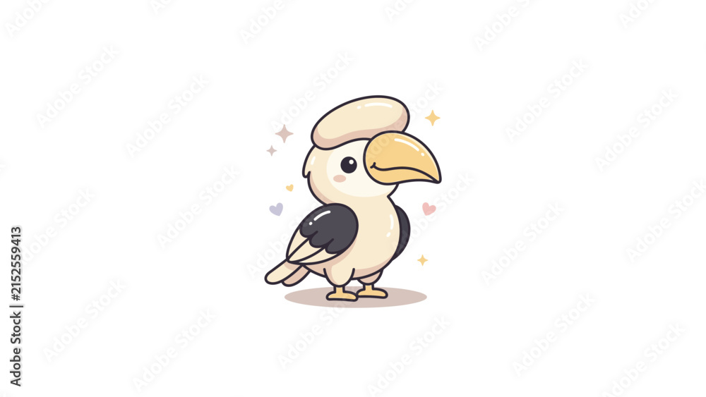 Fototapeta premium Cute chibi toucan bird with colorful beak.