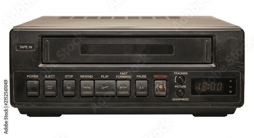 Foto Vintage VCR player with visible buttons and digital display showing time
