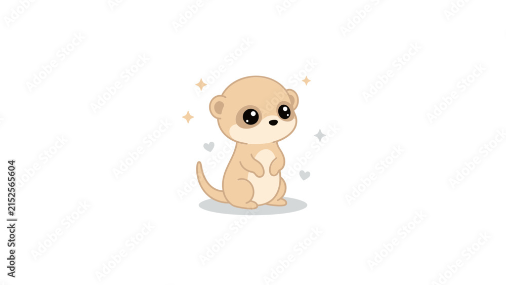 Fototapeta premium Cute standing meerkat illustration with sparkles.