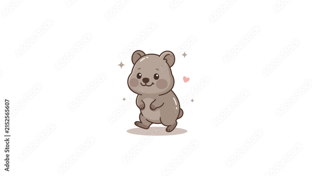 Obraz premium Cute standing quokka illustration with sparkles.