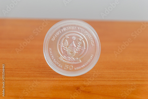 Silver coin of National Bank of Rwanda (Banki Nkuru Y'u Rwanda).