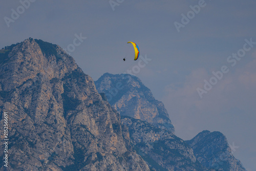 Paragliding high above the Italian Alps