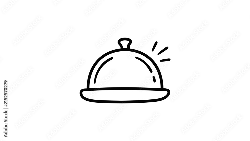 Fototapeta premium Food cloche service line art.
