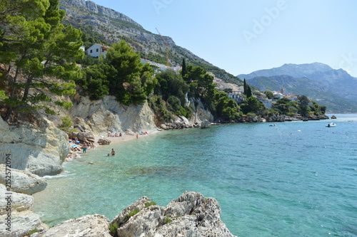 Nice summer rocky beach of Pisak in Croatia near Makarska