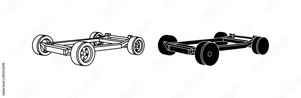 Fototapeta premium Vintage Race Car Chassis, Retro Formula 1 Vehicle Outline and Silhouette, Automotive Design