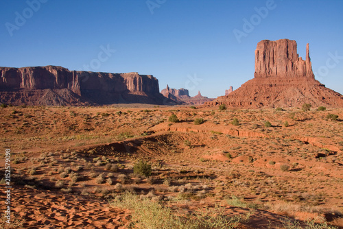View of Sentinel Mesa and West Butte in Monument Valley, Utah