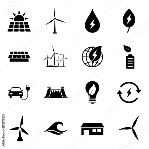 Renewable Energy Line Icon Set, Sustainability Outline Vector Icons