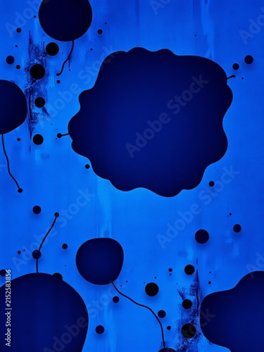 Grainy blue-black abstract background with dark shapes and textures, backdrop, pattern