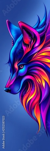 Abstract wolf made up of curved lines and shapes, animal, ||wolf