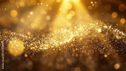 Glittering golden bokeh lights with sparkling abstract background