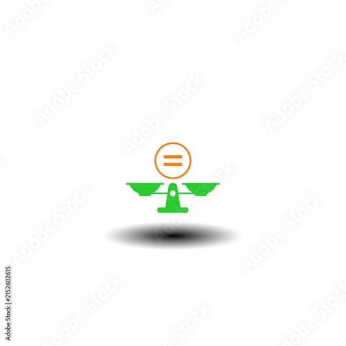 Vector illustration of seesaw balance with equals sign. Symbol of equality.