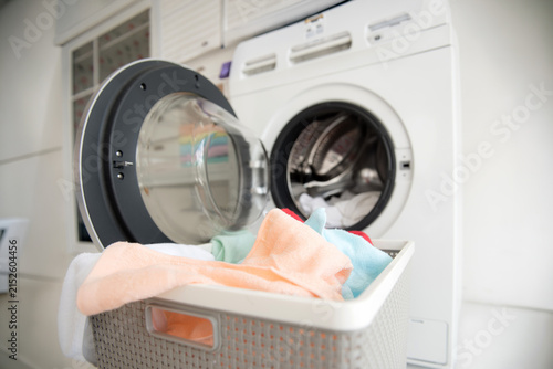 Modern Minimal Laundry Room Interior with Washing Machine at Home