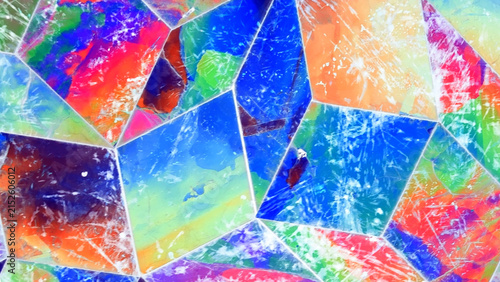 Holographic iridescent rainbow cube mosaic texture stained glass tiles wallpaper background