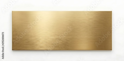 Shiny brushed gold metal plate rectangle with a smooth texture and clean modern design surface