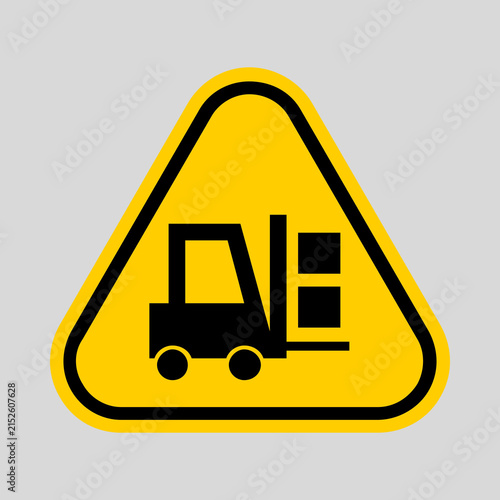 Bild auf Leinwand Warning forklift operating area safety sign with yellow and black triangular design