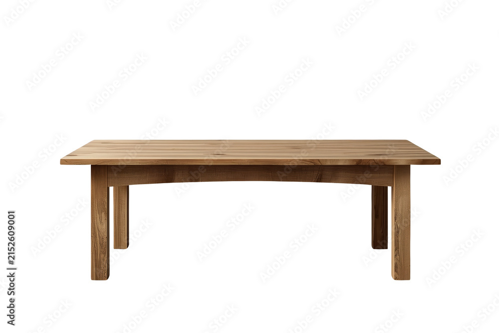 Fototapeta premium Light wooden rectangular table with straight four leg construction