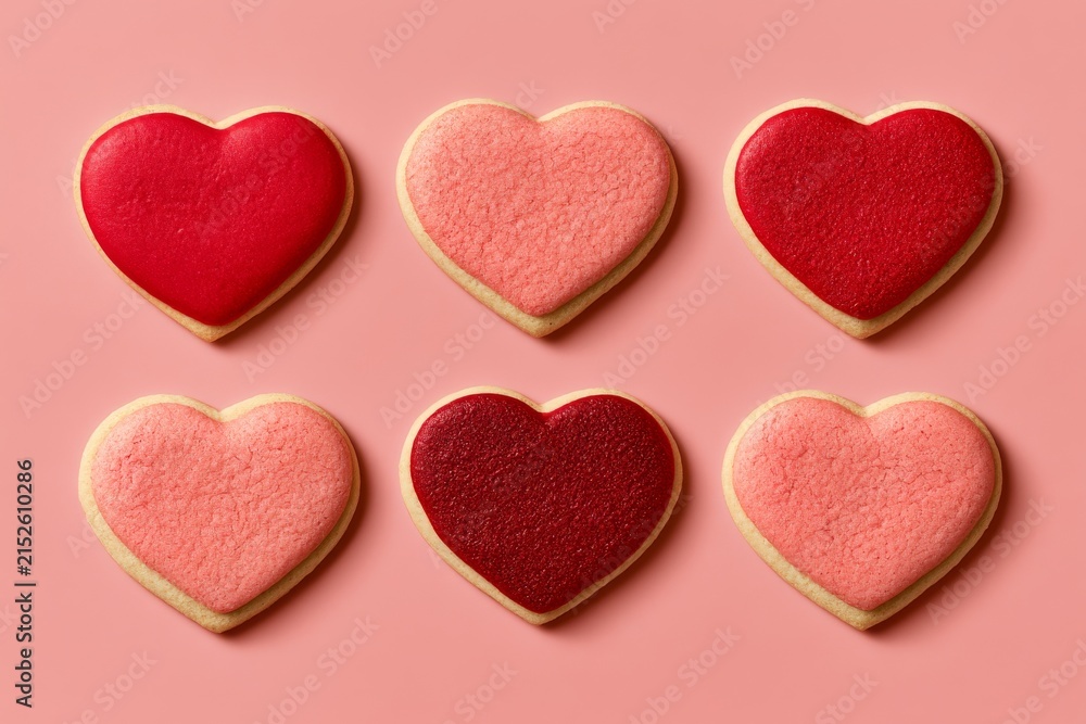Fototapeta premium Heart Shaped Cookies and Macarons - Close Up 321