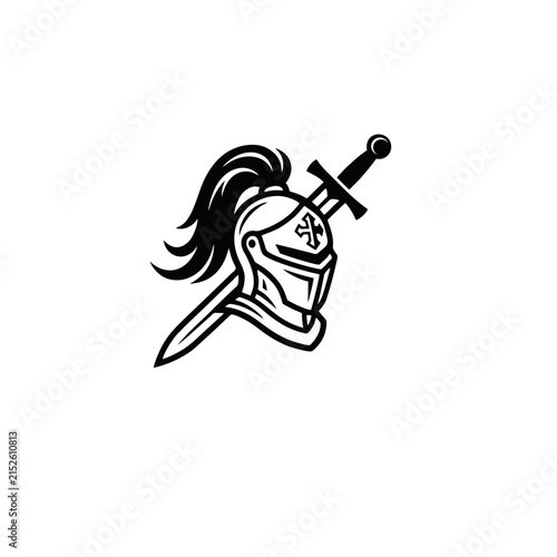 head armor and sword vector logo