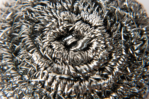 Stainless steel wire sponge isolated on white background.