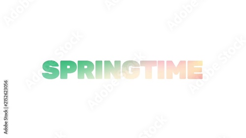Fresh animated typography displaying the word spring in soft green and pastel tones on white background, ideal for seasonal, nature, renewal, and lifestyle content.